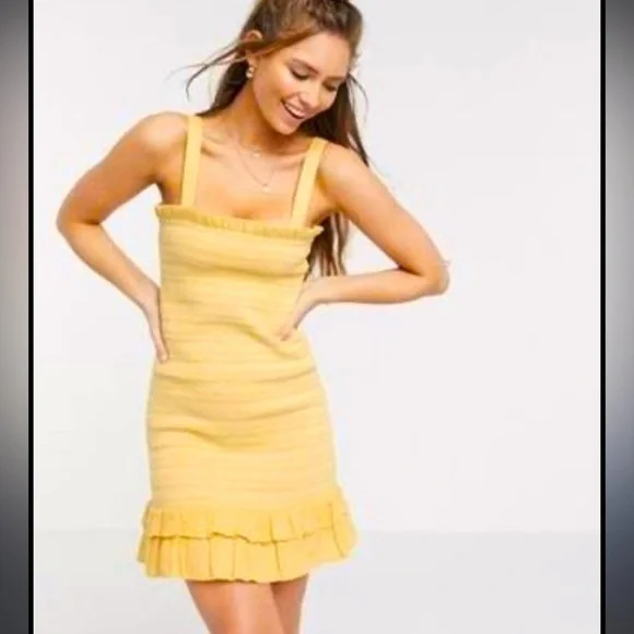 American Eagle Outfitters | Dresses | American Eagle Yellow Smocked Ruffled Mini  Dress Summer Dresses | Poshmark